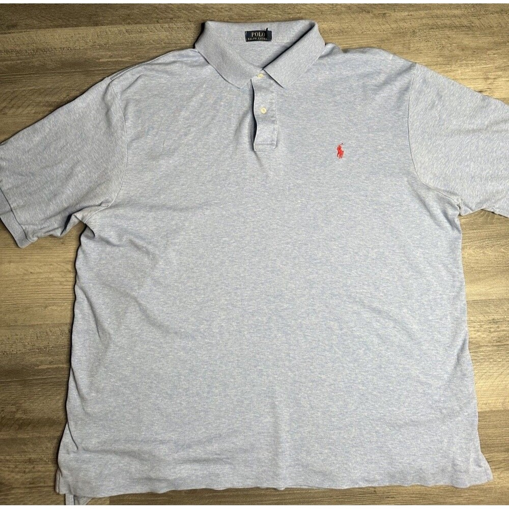 POLO Ralph Lauren Polo Shirt Mens 2XLB Light Blue Classic Fit Red Pony Golf